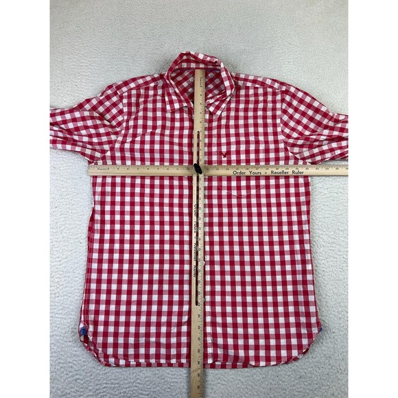 American Eagle Shirt Mens Large Red White Plaid Button Down Long Sleeve Cotton - Picture 7 of 8